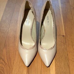 Nine West Beige and Snakeskin Pointed Heels